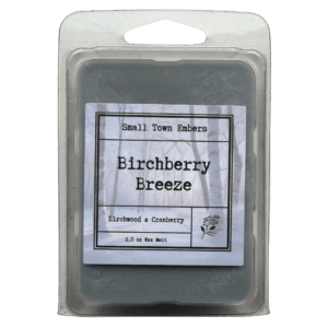 a picture of the front of a birchberry breeze scented wax melt