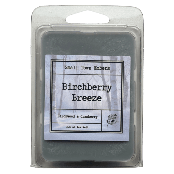 a picture of the front of a birchberry breeze scented wax melt