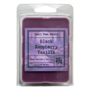 a picture of the front of a black raspberry vanilla scented wax melt