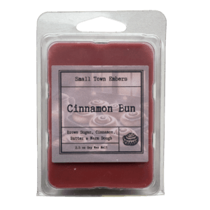 a picture of the front of a cinnamon bun scented wax melt