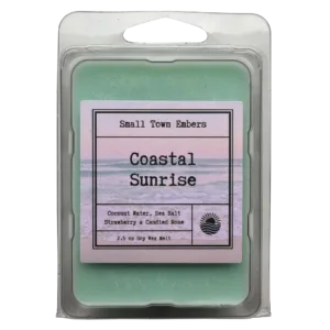 a picture of the front of a coastal sunrise scented wax melt