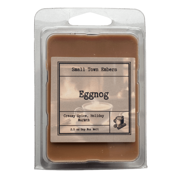 a picture of the front of a eggnog scented wax melt