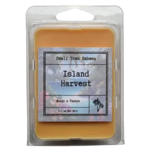 a picture of the front of a island harvest scented wax melt