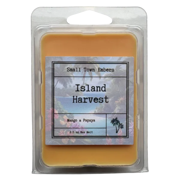 a picture of the front of a island harvest scented wax melt