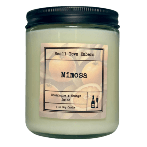 a picture of a mimosa scented 8 oz soy wax candle