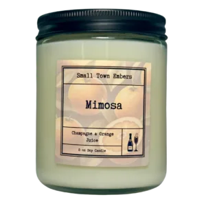 a picture of a mimosa scented 8 oz soy wax candle
