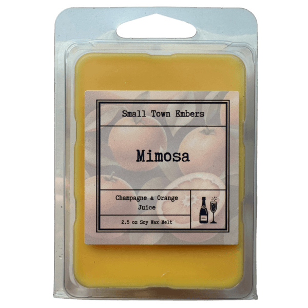 a picture of the front of a mimosa scented wax melt