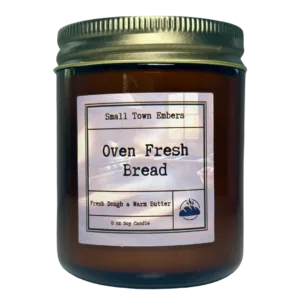 a picture of a oven fresh bread scented 8 oz soy wax candle
