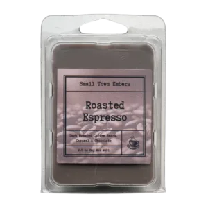 a picture of the front of a roasted espresso scented wax melt