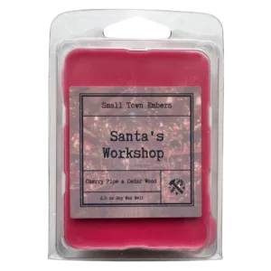 a picture of the front of a santas workshop scented wax melt