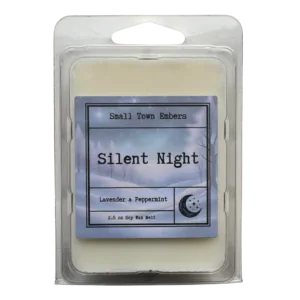 a picture of the front of a silent night scented wax melt