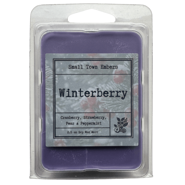 a picture of the front of a winterberry scented wax melt